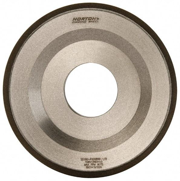Norton - 4" Diam, 1-1/4" Hole Size, 1/2" Overall Thickness, 180 Grit, Type 12 Tool & Cutter Grinding Wheel - Very Fine Grade, Diamond, Resinoid Bond - Industrial Tool & Supply