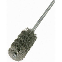 Brush Research Mfg. - 1-1/2" Diam Helical Stainless Steel Tube Brush - Single Spiral, 0.01" Filament Diam, 2-1/2" Brush Length, 6" OAL, 0.245" Diam Galvanized Steel Shank - Industrial Tool & Supply