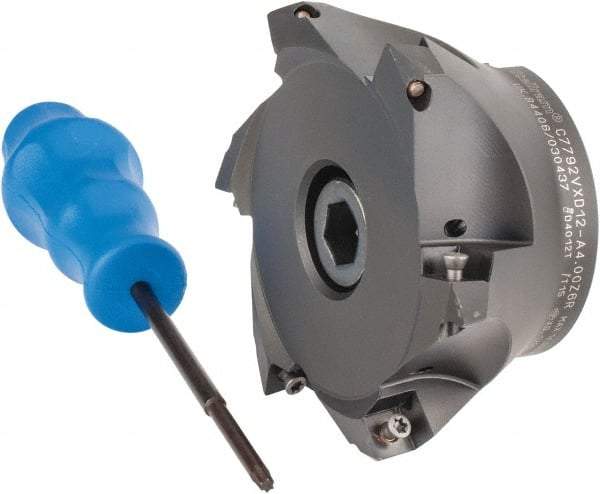 Kennametal - 4" Cut Diam, 0.098" Max Depth, 1-1/4" Arbor Hole, 6 Inserts, XD 12 Insert Style, Indexable Copy Face Mill - C7792VXD12-A4.00Z06R Cutter Style, 1.97" High, Through Coolant, Series 7792 - Industrial Tool & Supply