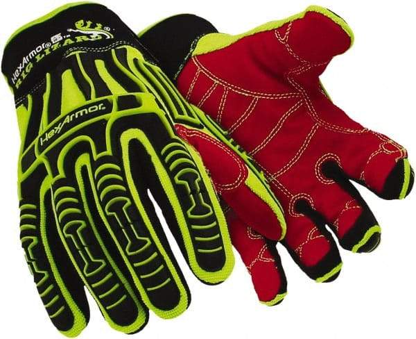 HexArmor - Size M (8), ANSI Cut Level A3, Puncture Level 3, HPPE Fiber Cut & Puncture Resistant Gloves - 11" Long, Uncoated HPPE Fiber, High Visibility Lime, Paired - Industrial Tool & Supply
