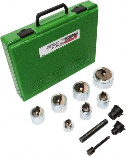 Greenlee - 12 Piece, .885 to 2.416" Punch Hole Diam, Power Knockout Set - Round Punch, 10 Gage Stainless Steel - Industrial Tool & Supply