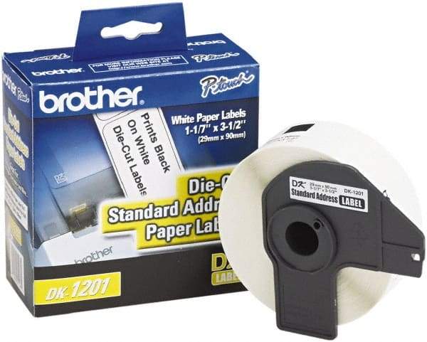 Brother - 1.1" Wide x 3-1/2" Long, White Paper Shipping Label - For PC Label Printers - Industrial Tool & Supply