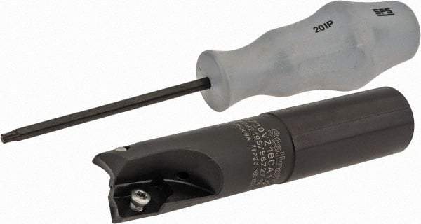 Kennametal - 1" Cutting Diam, 0.63" Max Depth, 1" Shank Diam, Cylindrical Shank Indexable Square Shoulder End Mill - ZDET15M5 Insert Style, C5720VZ16CA1.0Z2R2.75 Toolholder Style, Through Coolant - Industrial Tool & Supply