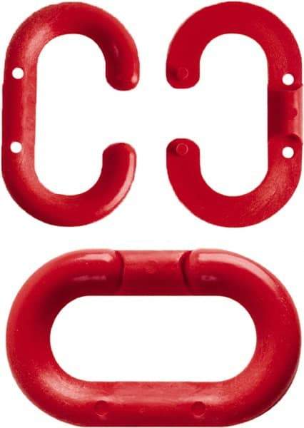 NMC - 2" High x 1/4" Long x 4" Wide Barrier Connecting Link - Plastic, Uncoated, Red, Use with Plastic Chain - Industrial Tool & Supply