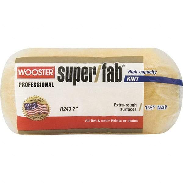 Wooster Brush - 1-1/4" Nap, 7" Wide Paint Roller - Extra-Rough Texture, Synthetic Knit - Industrial Tool & Supply