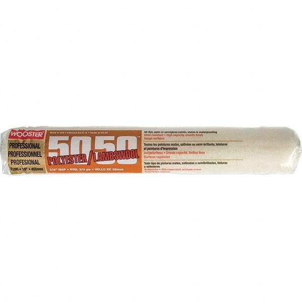 Wooster Brush - 3/4" Nap, 18" Wide Paint Roller - Semi-Rough to Rough Texture, Wool/Poly Blend - Industrial Tool & Supply