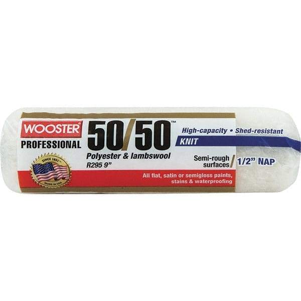 Wooster Brush - 1/2" Nap, 9" Wide Paint Roller - Semi-Rough Texture, Wool/Poly Blend - Industrial Tool & Supply