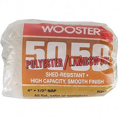 Wooster Brush - 1/2" Nap, 4" Wide Paint Roller - Semi-Rough Texture, Wool/Poly Blend - Industrial Tool & Supply