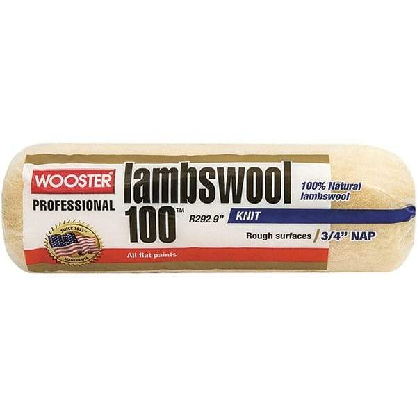 Wooster Brush - 3/4" Nap, 9" Wide Paint Roller - Semi-Rough to Rough Texture, Lambswool - Industrial Tool & Supply