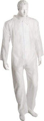 PRO-SAFE - Size 5XL SMS Chemical Resistant Coveralls - White, Zipper Closure, Elastic Cuffs, Elastic Ankles, Serged Seams, ISO Class 6 - Industrial Tool & Supply