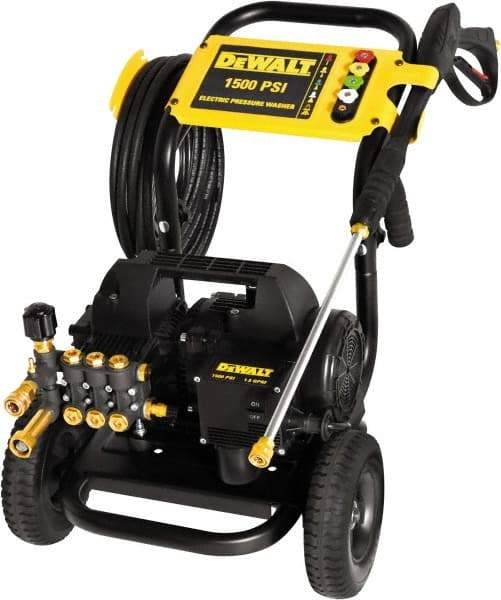 DeWALT - Electric, 13 Amp, 1.5 hp, 1,500 psi, 1.8 GPM, Cold Water Pressure Washer - Triplex Plunger, 25' x 1/4" Hose, 120 Max Volts - Industrial Tool & Supply