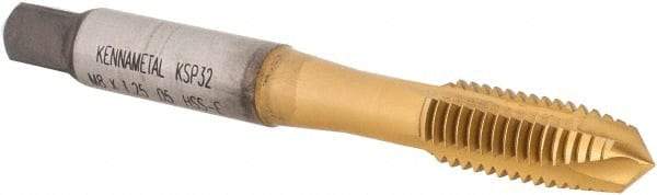 Kennametal - M8x1.25, 3 Flute, TiCN/TiN Finish, Vanadium High Speed Steel Spiral Point Tap - Plug Chamfer, Right Hand Thread, 2-23/32" OAL, 17.5mm Thread Length, 8.08mm Shank Diam, 6H Class of Fit, Series GOtap - Exact Industrial Supply