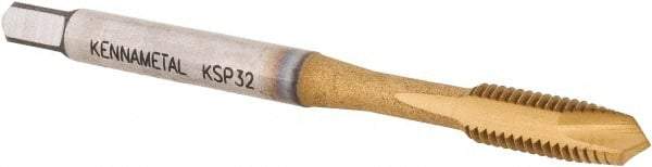 Kennametal - M5x0.80, 2 Flute, TiCN/TiN Finish, Vanadium High Speed Steel Spiral Point Tap - Plug Chamfer, Right Hand Thread, 2-3/8" OAL, 12.7mm Thread Length, 4.93mm Shank Diam, 6H Class of Fit, Series GOtap - Exact Industrial Supply