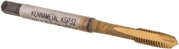 Kennametal - M4x0.70, 2 Flute, TiCN/TiN Finish, Vanadium High Speed Steel Spiral Point Tap - Plug Chamfer, Right Hand Thread, 2-1/8" OAL, 9.7mm Thread Length, 4.27mm Shank Diam, 6H Class of Fit, Series GOtap - Exact Industrial Supply