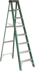 Louisville - 7 Steps, 8' High, Type II Rating, Fiberglass Step Ladder - 225 Lb Capacity, 24-13/16" Base Width - Industrial Tool & Supply