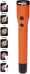 Bayco - LED Bulb, Industrial/Tactical Flashlight - Orange Polycarbonate Body, Integrated Batteries - Industrial Tool & Supply