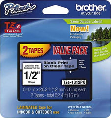 Brother - 1/2" Wide x 314.4" Long, Clear Plastic/Paper Tape Cassette - For Label Maker - Industrial Tool & Supply