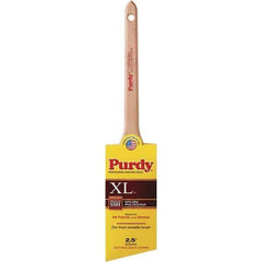 Purdy - 2-1/2" Angled Synthetic Trim Brush - 2-11/16" Bristle Length, 8-1/4" Wood Rattail Handle - Industrial Tool & Supply