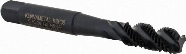 Kennametal - 5/16-24 3 Flute 3B Modified Bottoming Spiral Flute Tap - Vanadium High Speed Steel, Oxide Finish, 2-23/32" OAL, Right Hand Flute, Right Hand Thread, H3, Series GOtap\xAE - Exact Industrial Supply