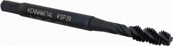 Kennametal - #8-32 3 Flute 2B Modified Bottoming Spiral Flute Tap - Vanadium High Speed Steel, Oxide Finish, 2-1/8" OAL, Right Hand Flute, Right Hand Thread, H3, Series GOtap\xAE - Exact Industrial Supply