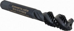 Kennametal - 9/16-12 3 Flute Bottoming Spiral Flute Tap - Vanadium High Speed Steel, Oxide Finish, 3-19/32" OAL, Right Hand Flute, Right Hand Thread, H3, Series GOtap\xAE - Industrial Tool & Supply