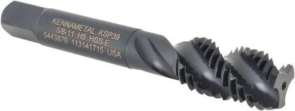 Kennametal - 5/8-11 3 Flute 2B Bottoming Spiral Flute Tap - Vanadium High Speed Steel, Oxide Finish, 3-13/16" OAL, Right Hand Flute, Right Hand Thread, H5, Series GOtap\xAE - Industrial Tool & Supply