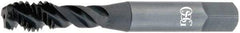 OSG - M4x0.70, 3 Flute, 45° Helix, Modified Bottoming Chamfer, Oxide Finish, Vanadium High Speed Steel Spiral Flute STI Tap - Right Hand Flute, 2-3/8" OAL, 0.22" Shank Diam, 15/16" Thread Length, 6H Class of Fit, Series 343STI - Exact Industrial Supply