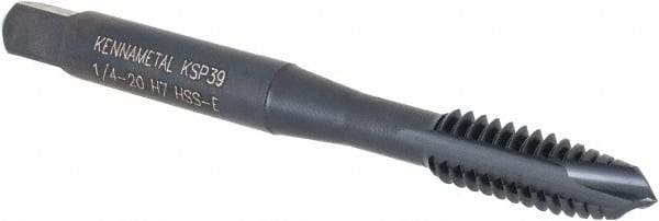 Kennametal - 1/4-20, 3 Flute, Oxide Finish, Vanadium High Speed Steel Spiral Point Tap - Plug Chamfer, Right Hand Thread, 2-1/2" OAL, 16mm Thread Length, 6.48mm Shank Diam, Series GOtap - Exact Industrial Supply