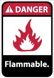 NMC - Danger - Flammable, Aluminum Fire Sign - 10" Wide x 14" High - Industrial Tool & Supply