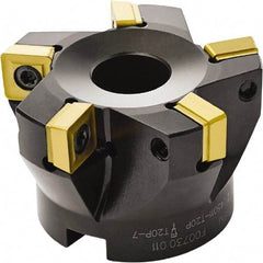 Seco - 100mm Cut Diam, 32mm Arbor Hole, 11mm Max Depth of Cut, 87° Indexable Chamfer & Angle Face Mill - 7 Inserts, SC.. 1206 Insert, Right Hand Cut, Through Coolant, Series R220.79 - Industrial Tool & Supply