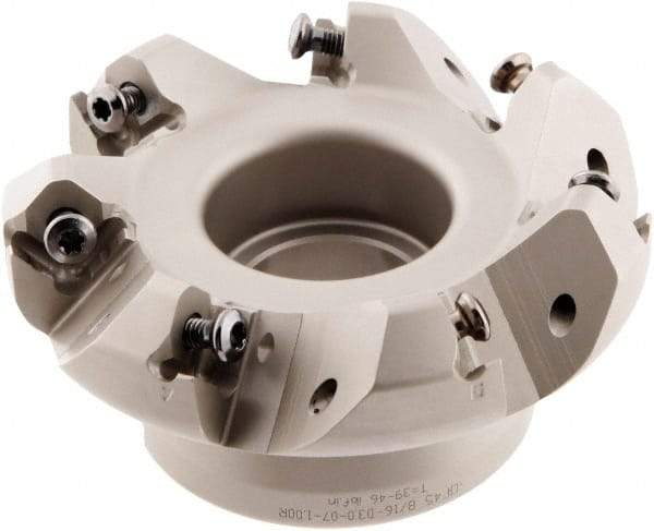 Iscar - 3" Cut Diam, 1" Arbor Hole, 0.138" Max Depth of Cut, 45° Indexable Chamfer & Angle Face Mill - 7 Inserts, ONHU 0505\xB6OXMT 0507\xB6S845 SN.U 1305 Insert, Right Hand Cut, 7 Flutes, Series Helido - Industrial Tool & Supply