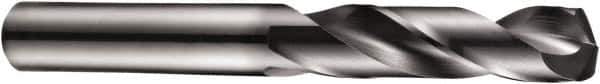DORMER - 9/64" 140° Spiral Flute Solid Carbide Screw Machine Drill Bit - TiAlN Finish, Right Hand Cut, 20mm Flute Length, 62mm OAL, Four Facet Split Point, Straight Shank - Industrial Tool & Supply