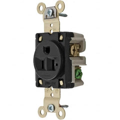 Hubbell Wiring Device-Kellems - 125V 20A NEMA 5-20R Industrial Grade Black Straight Blade Single Receptacle - Industrial Tool & Supply