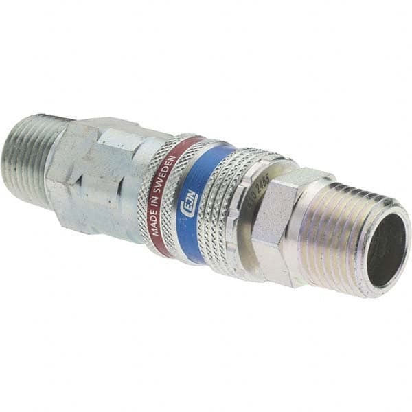 Dynabrade - 2 Piece 1/2" Body 1/2 NPT 150 psi Brass/Steel Industrial Pneumatic Coupling Plug Set - Industrial Tool & Supply