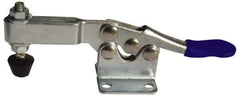 Gibraltar - 200 Lb Holding Capacity, Horizontal Handle, Manual Hold Down Toggle Clamp - 70° Handle Movement, 90° Bar Opening, U-Bar, Flanged Base, Carbon Steel - Industrial Tool & Supply