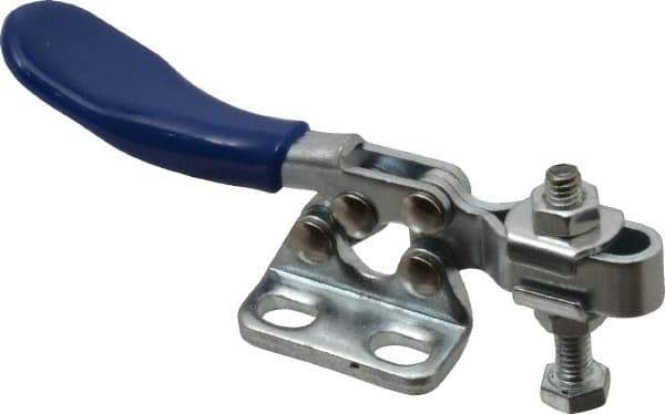 Gibraltar - 60 Lb Holding Capacity, Horizontal Handle, Manual Hold Down Toggle Clamp - 80° Handle Movement, 90° Bar Opening, U-Bar, Right Flanged Base, Carbon Steel - Industrial Tool & Supply