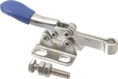 Gibraltar - 75 Lb Holding Capacity, Horizontal Handle, Manual Hold Down Toggle Clamp - 82° Handle Movement, 94° Bar Opening, Solid Bar, Flanged Base, Electro-Plated Zinc, Stainless Steel - Industrial Tool & Supply