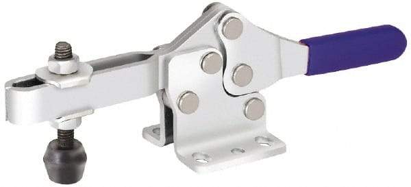 Gibraltar - 200 Lb Holding Capacity, Horizontal Handle, Manual Hold Down Toggle Clamp - 61° Handle Movement, 91° Bar Opening, U-Bar, Flanged Base, Electro-Plated Zinc, Carbon Steel - Industrial Tool & Supply