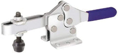 Gibraltar - 200 Lb Holding Capacity, Horizontal Handle, Manual Hold Down Toggle Clamp - 61° Handle Movement, 91° Bar Opening, U-Bar, Flanged Base, Electro-Plated Zinc, Carbon Steel - Industrial Tool & Supply