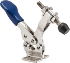 Gibraltar - 600 Lb Holding Capacity, Horizontal Handle, Manual Hold Down Toggle Clamp - 70° Handle Movement, 92° Bar Opening, U-Bar, Flanged Base, Electro-Plated Zinc, Stainless Steel - Industrial Tool & Supply