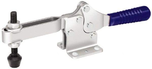 Gibraltar - 750 Lb Holding Capacity, Horizontal Handle, Manual Hold Down Toggle Clamp - 59° Handle Movement, 93° Bar Opening, U-Bar, Flanged Base, Electro-Plated Zinc, Carbon Steel - Industrial Tool & Supply