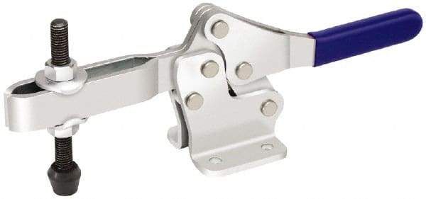Gibraltar - 1,000 Lb Holding Capacity, Horizontal Handle, Manual Hold Down Toggle Clamp - 74° Handle Movement, 105° Bar Opening, U-Bar, Flanged Base, Electro-Plated Zinc, Carbon Steel - Industrial Tool & Supply