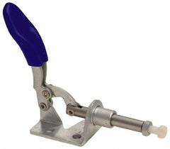 Gibraltar - 100 Lb Load Capacity, Flanged Base, Carbon Steel, Standard Straight Line Action Clamp - 3 Mounting Holes, 0.18" Mounting Hole Diam, 1/4" Plunger Diam, Thumb Handle - Industrial Tool & Supply
