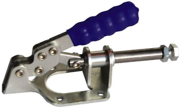 Gibraltar - 300 Lb Load Capacity, Flanged Base, Carbon Steel, Standard Straight Line Action Clamp - 0.22" Mounting Hole Diam, 0.44" Plunger Diam, Straight Handle - Industrial Tool & Supply