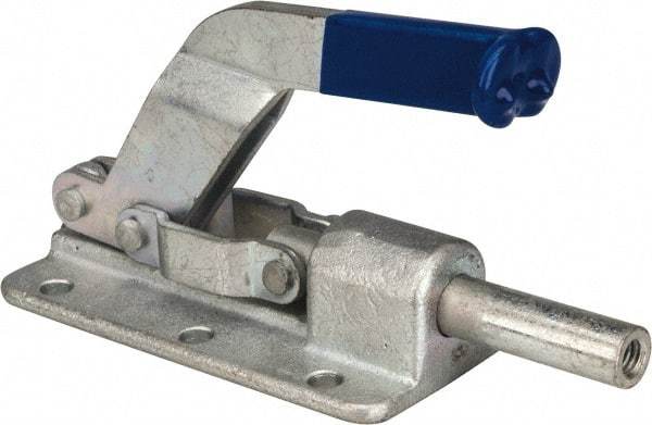 Gibraltar - 800 Lb Load Capacity, Flanged Base, Carbon Steel, Standard Straight Line Action Clamp - 6 Mounting Holes, 0.26" Mounting Hole Diam, 1/2" Plunger Diam, Straight Handle - Industrial Tool & Supply