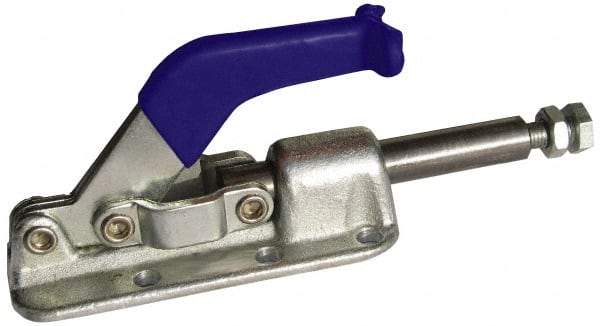 Gibraltar - 2,500 Lb Load Capacity, Flanged Base, Carbon Steel, Standard Straight Line Action Clamp - 6 Mounting Holes, 0.33" Mounting Hole Diam, 0.63" Plunger Diam, Straight Handle - Industrial Tool & Supply
