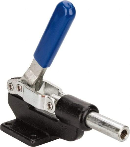 Gibraltar - 800 Lb Load Capacity, Flanged Base, Carbon Steel, Standard Straight Line Action Clamp - 4 Mounting Holes, 0.38" Mounting Hole Diam, 0.62" Plunger Diam, Whale Tail Handle - Industrial Tool & Supply