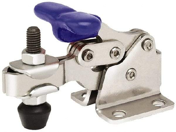 Gibraltar - 150 Lb Holding Capacity, Horizontal Handle, Manual Hold Down Toggle Clamp - 175° Handle Movement, 92° Bar Opening, U-Bar, Flanged Base, Stainless Steel - Industrial Tool & Supply