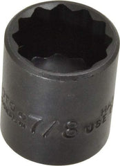 Proto - 7/8", 3/8" Drive, Standard Hand Socket - 12 Points, 1-7/16" OAL, Alloy Steel, Black Finish - Industrial Tool & Supply