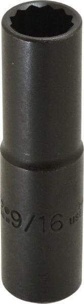 Proto - 9/16", 1/2" Drive, Deep Hand Socket - 12 Points, 3-1/4" OAL, Alloy Steel, Black Finish - Industrial Tool & Supply